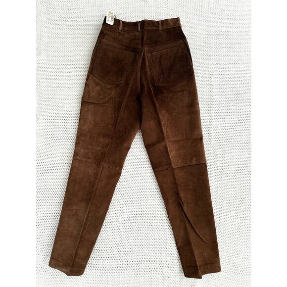 Contrasts Vintage Deadstock Brown Leather High Rise Straight Leg Pants 11 Korea - Picture 9 of 9